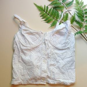 White embroidered boho crop top size Medium